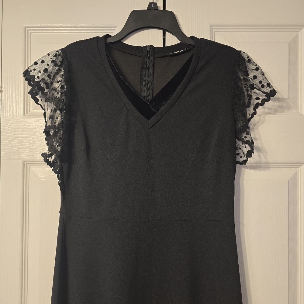 SHEIN Women's Black Lace Sleeve Elegant Maxi Dress size L